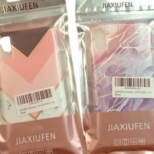 iPhone XR cases pink chevron marble set of 2